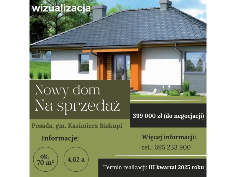 Nowy dom w stanie deweloperskim – Posada, gm. Kazimierz Biskupi