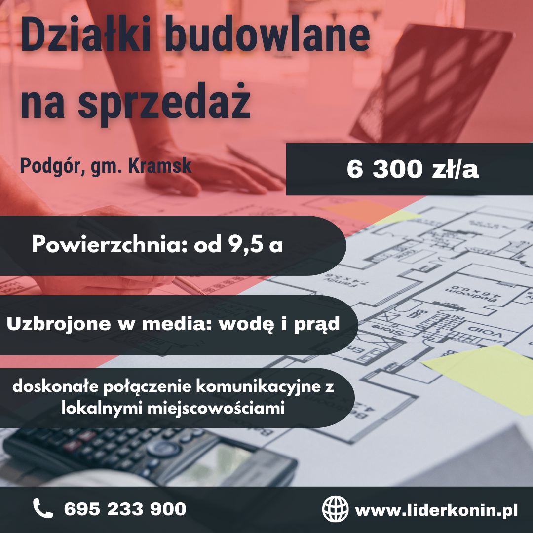 Atrakcyjne działki budowlane w miejscowości Podgór, gmina Kramsk — Podgór, gm. Kramsk