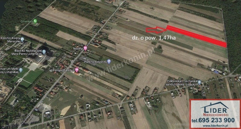 Sprzedam działkę 1,47 ha – Licheń — Licheń